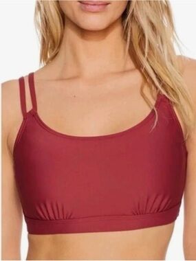 Double-Strap Scoop Bikini Top in Tuscan Red